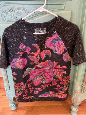 Womens Black Floral Knit Sweater